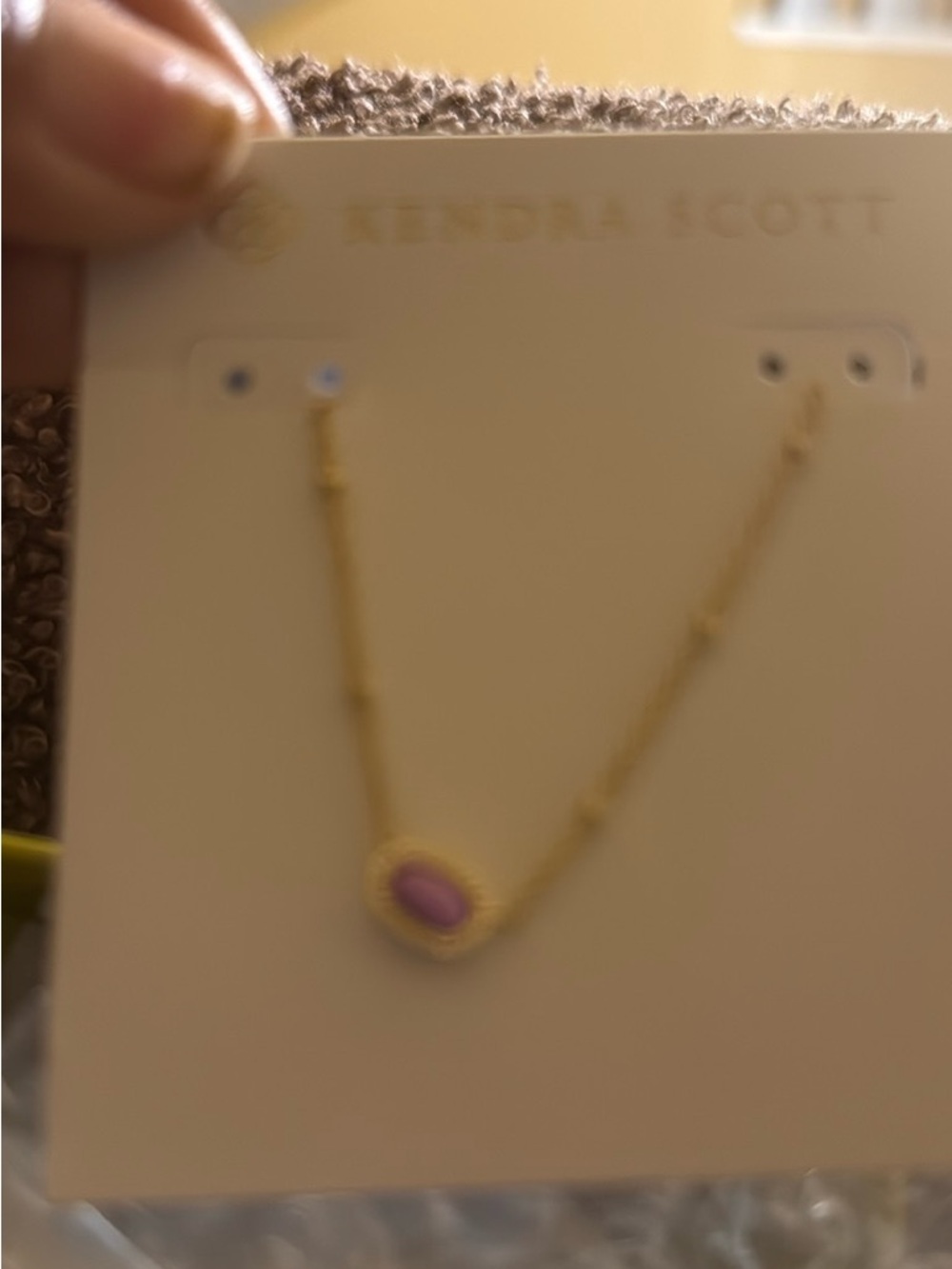 Kendra Scott Gold Necklace with Lavender Oval Stone - Picture 2 of 3